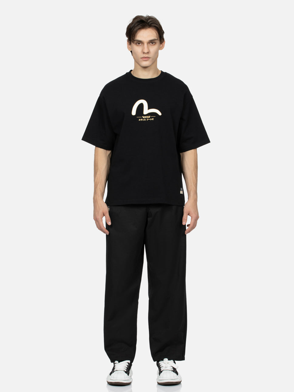 Evisu Seagull Daicock With Kamon Gold Print T-Shirt