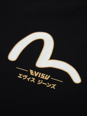 Evisu Seagull Daicock With Kamon Gold Print T-Shirt