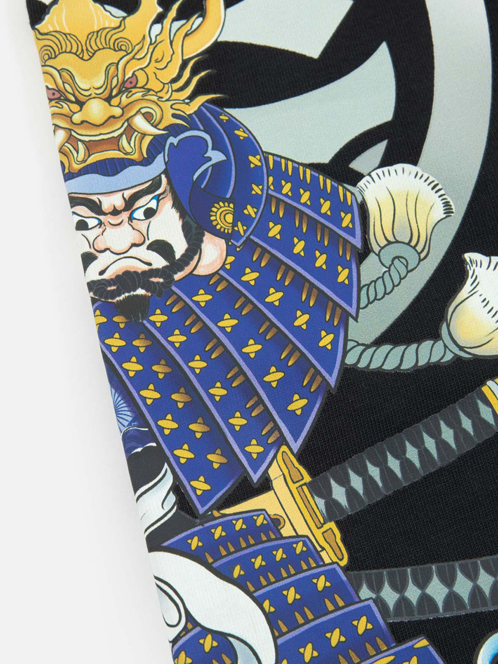 Evisu Black Printed Samurai & Seagull Embroidery Tee