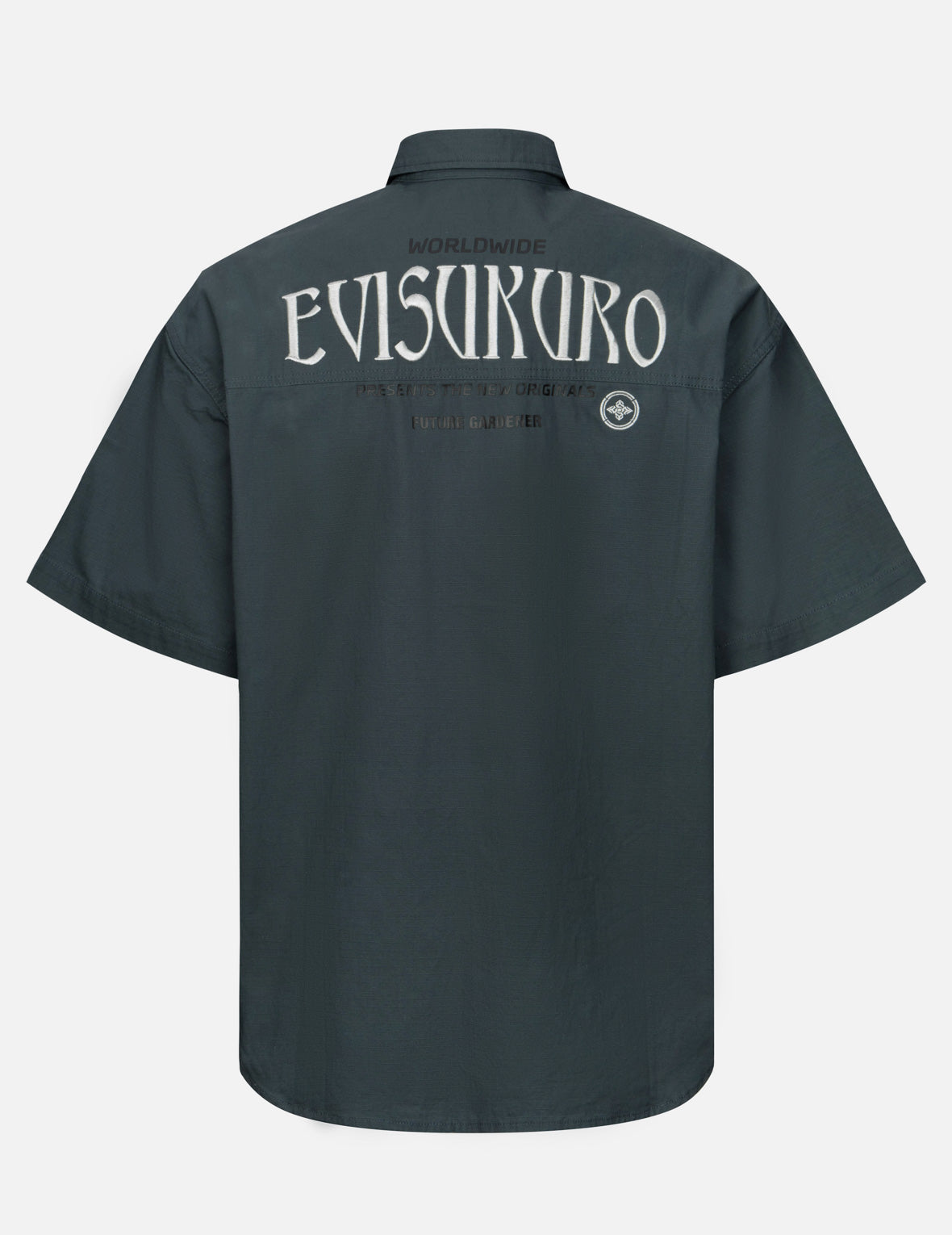 Evisu Logo Embroidery And Slogan Print Relax Fit Short-Sleeves Shirt