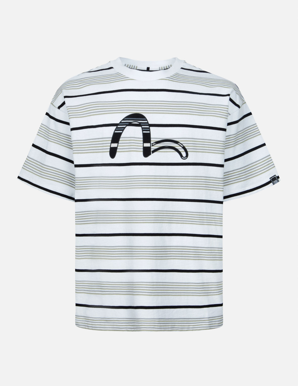 Evisu Striped Seagull AppliquÃ© Embroidery Loose Fit T-Shirt