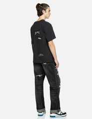 Evisu Logo Print Loose-Fit Distressed Denim Jeans