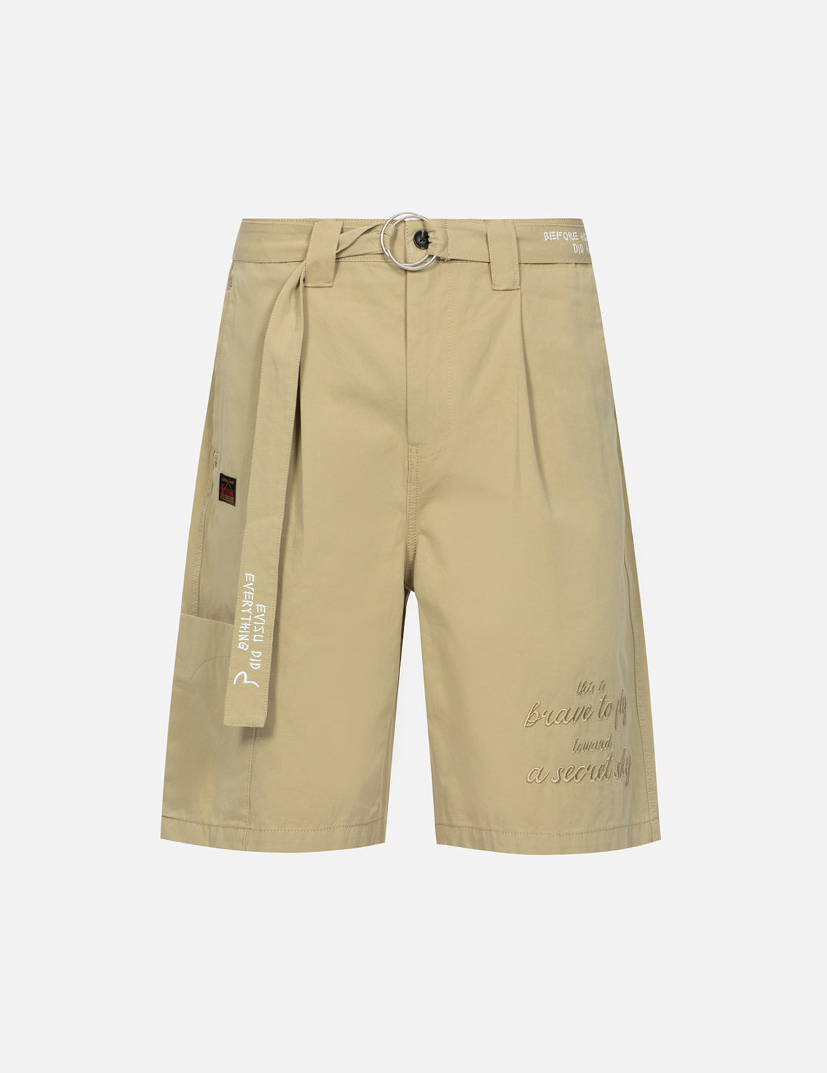 Evisu Tone-On-Tone Kamon And Slogan Embroidery Cargo Shorts