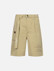 Evisu Tone-On-Tone Kamon And Slogan Embroidery Cargo Shorts