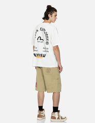 Evisu Tone-On-Tone Kamon And Slogan Embroidery Cargo Shorts