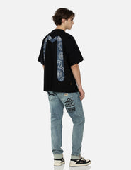 Evisu Washed Multiple Distressed Print With Splatter Marks Carrot Fit Jeans #2017