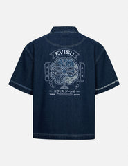 Evisu Kamon AppliquÃ© Embroidery Loose Fit Denim Kimono