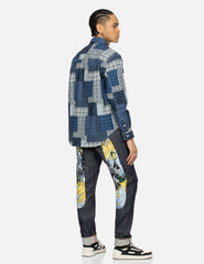 Evisu Allover Dermatoglyphic Block And Seagull Print Relax Fit Shirt