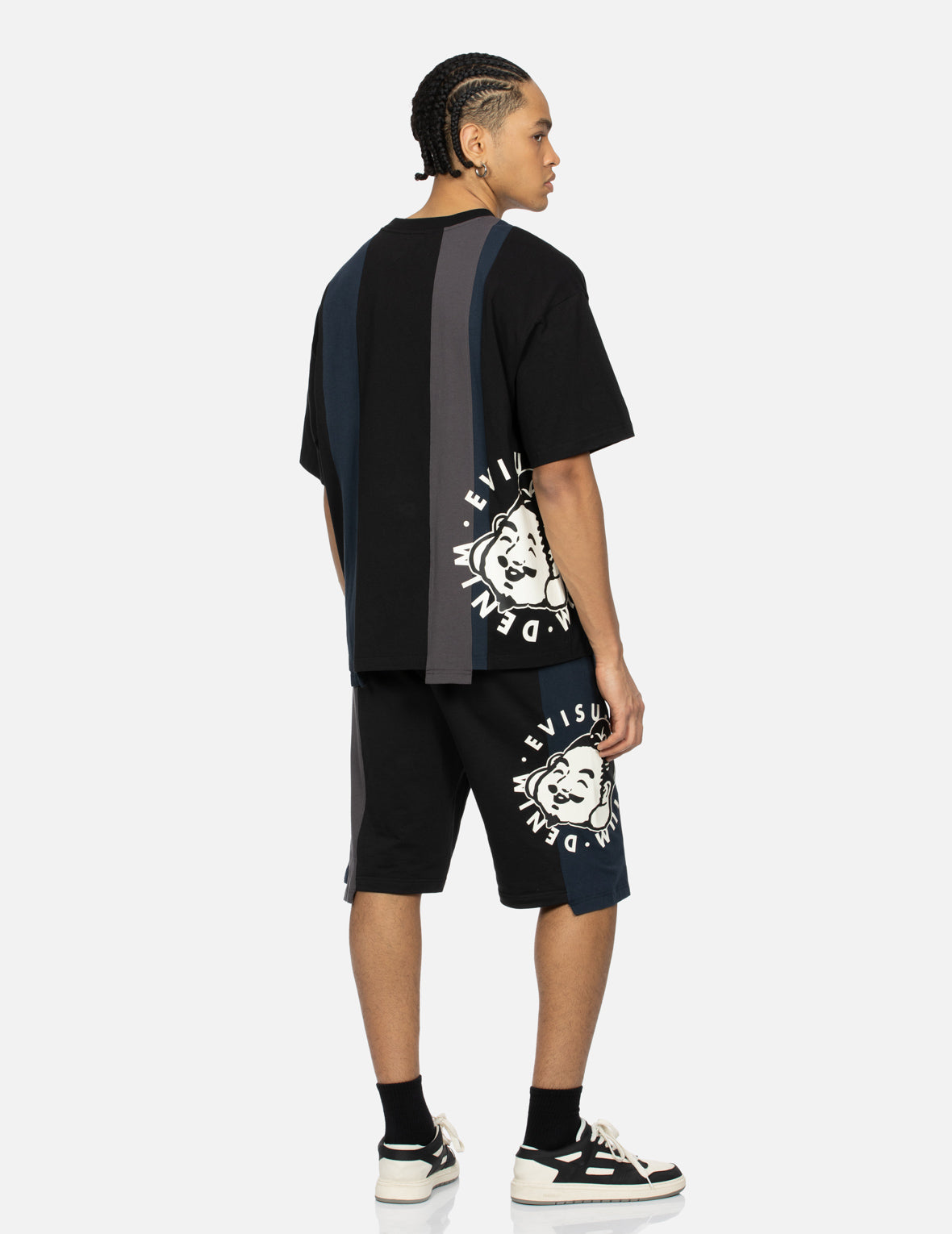 Evisu Deconstructed Playful Godhead Printed Regular Fit Sweat Shorts