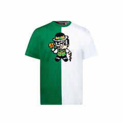 8-Bit Boston Split White/ Green T-Shirt