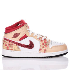 Nike Women's Air Jordan 1 Bloom Sneakers Beige/Red