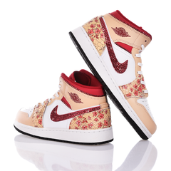 Nike Women's Air Jordan 1 Bloom Sneakers Beige/Red
