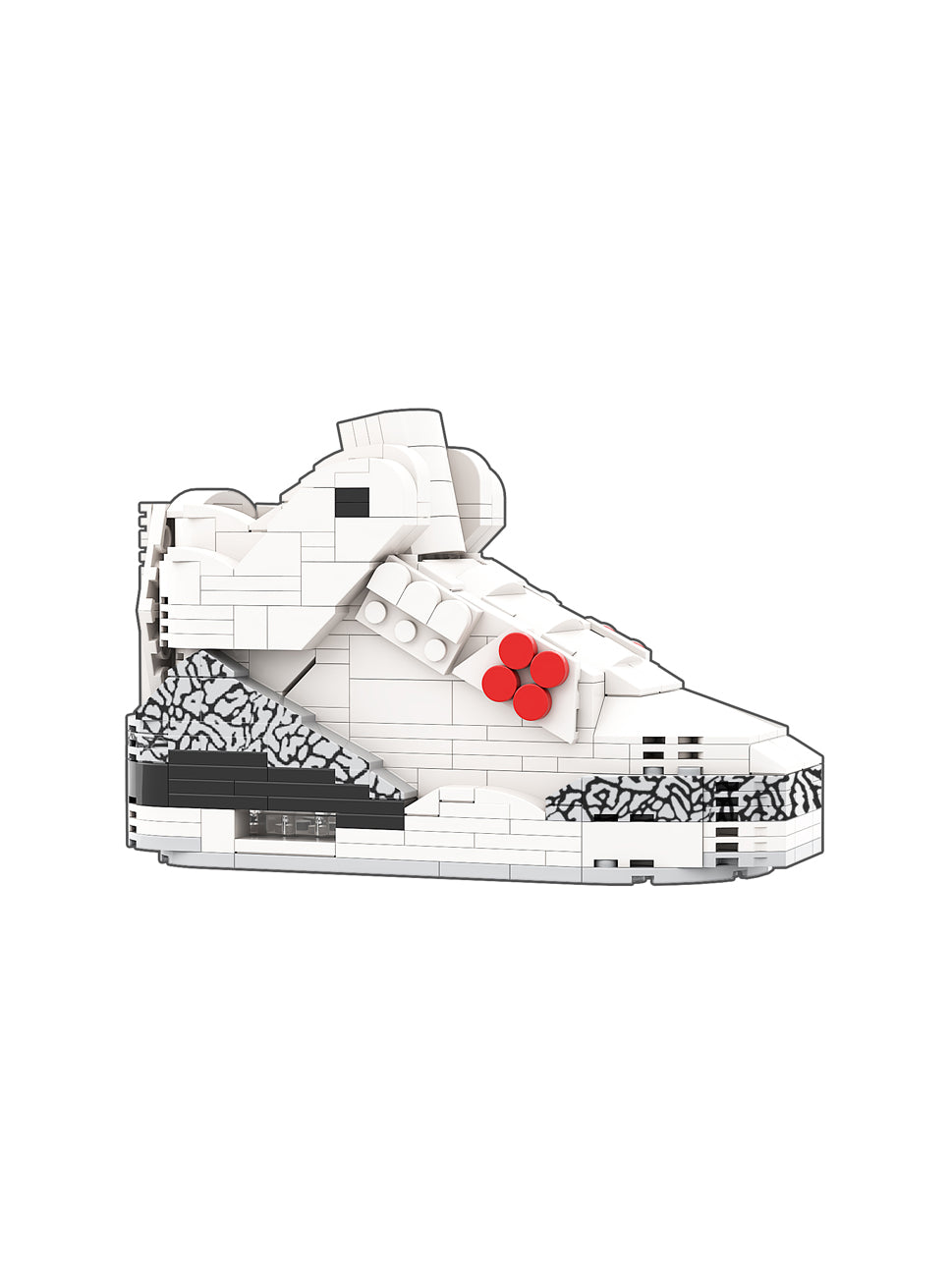 Hypebrickz Regular Aj3 "White Cement" Sneaker Bricks Sneaker With Mini Figure