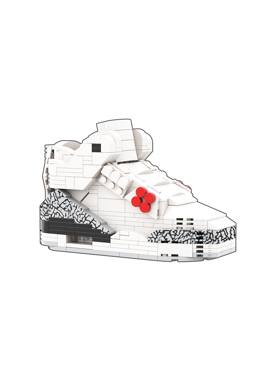 Hypebrickz Regular Aj3 "White Cement" Sneaker Bricks Sneaker With Mini Figure