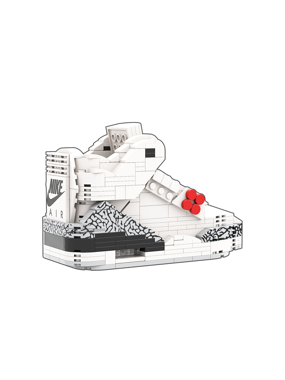 Hypebrickz Regular Aj3 "White Cement" Sneaker Bricks Sneaker With Mini Figure