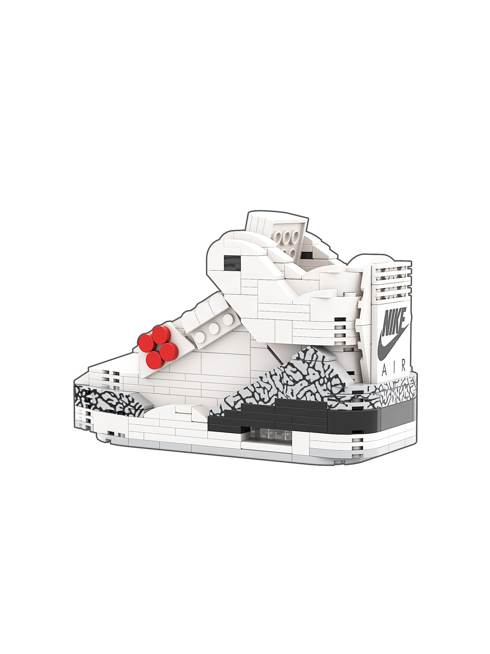 Hypebrickz Regular Aj3 "White Cement" Sneaker Bricks Sneaker With Mini Figure