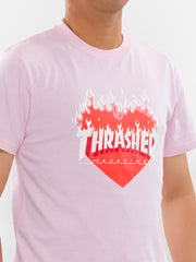 Thrasher Pink Flaming Heart Short Sleeve T-Shirt