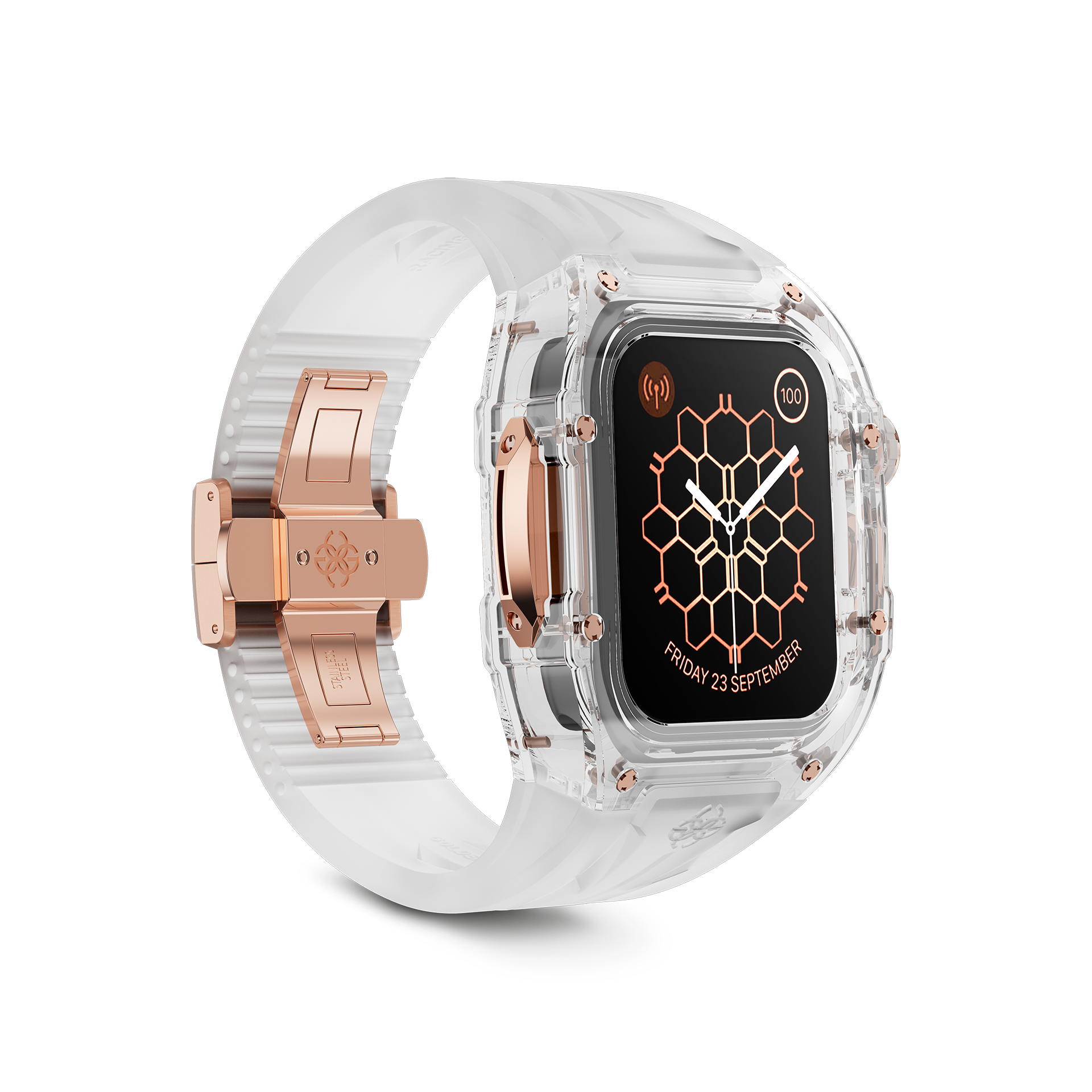 golden concept nylon & rubber crystal rose 45mm apple watch cases 400199 40000001