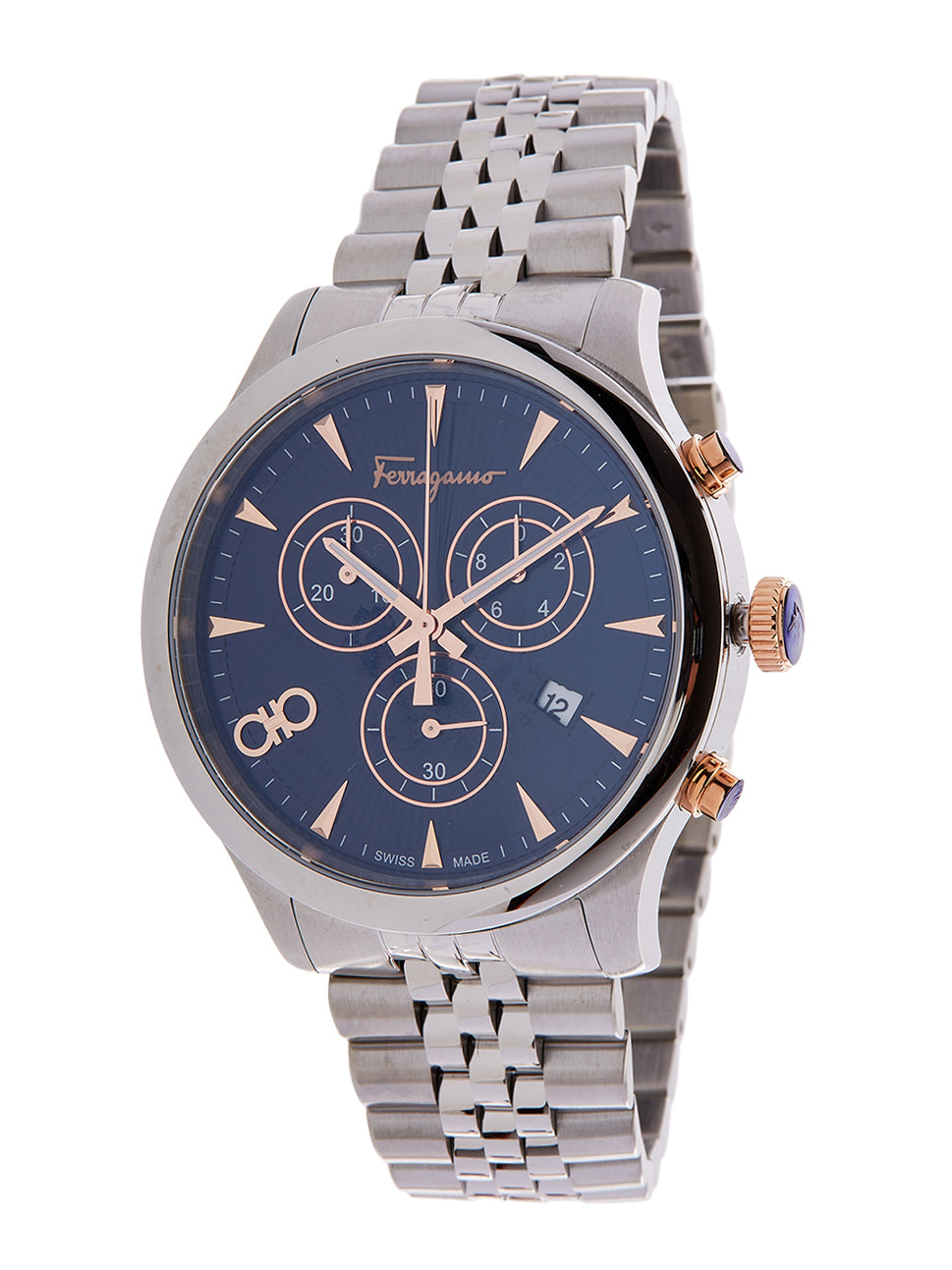 Ferragamo Men's Duo Chrono Q. Watch Blue/Silver 42mm SFEZ00120