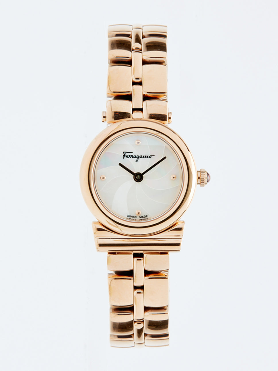 Ferragamo Women's Gancini Patchwork Watch White/Gold 22mm SFYE00822