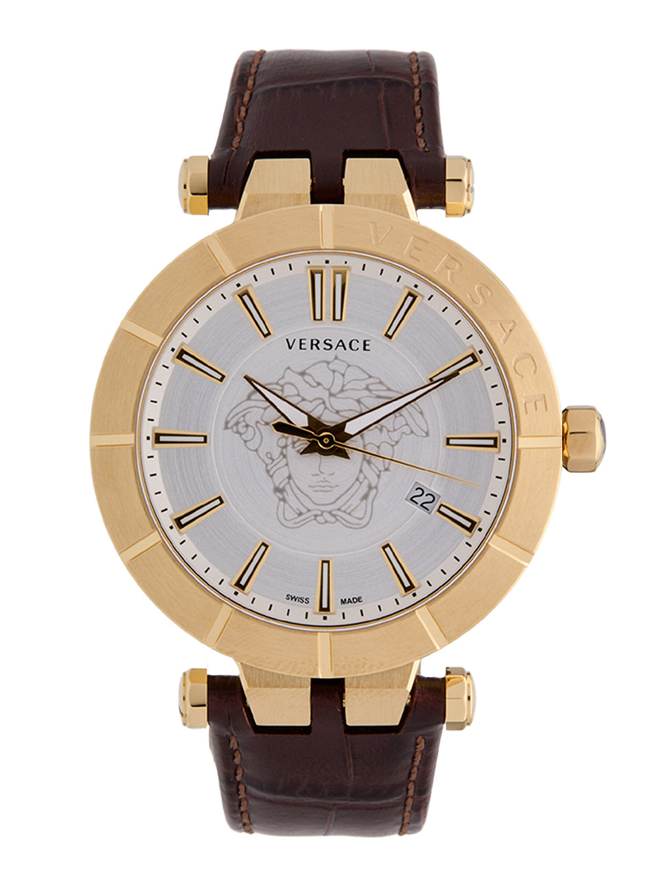 Versace Men's V Race Quartz Watch Silver/Brown 43mm VE2B00321