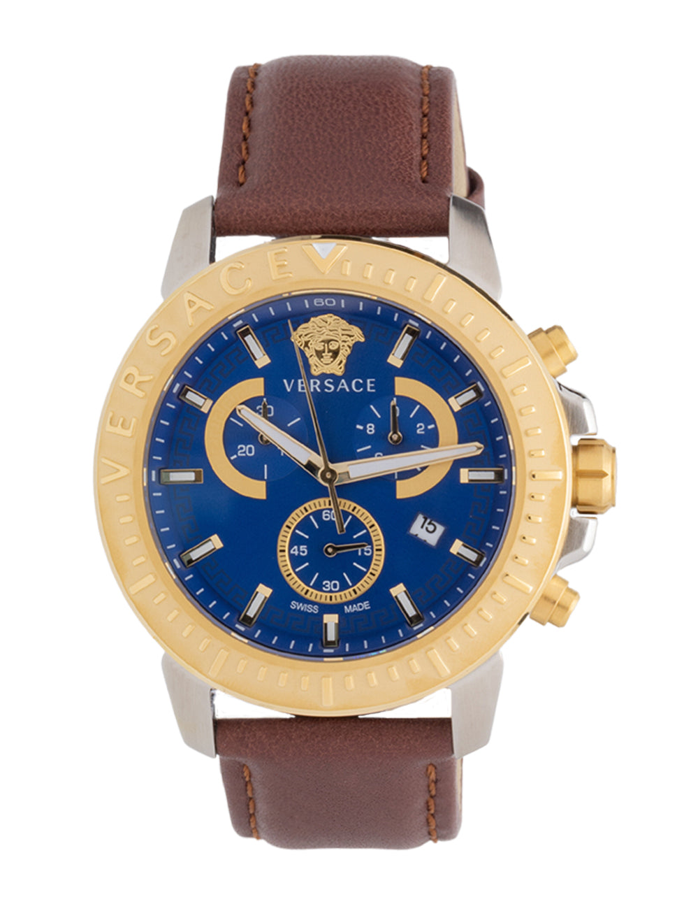 Versace Men's New Chrono Watch Blue/Brown 45mm VE2E00221