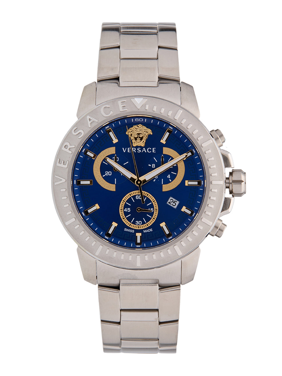 Versace Men's Chrono 45 Watch Blue/Silver 45mm VE2E00721