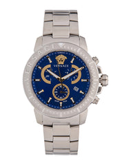 Versace Men's Chrono 45 Watch Blue/Silver 45mm VE2E00721