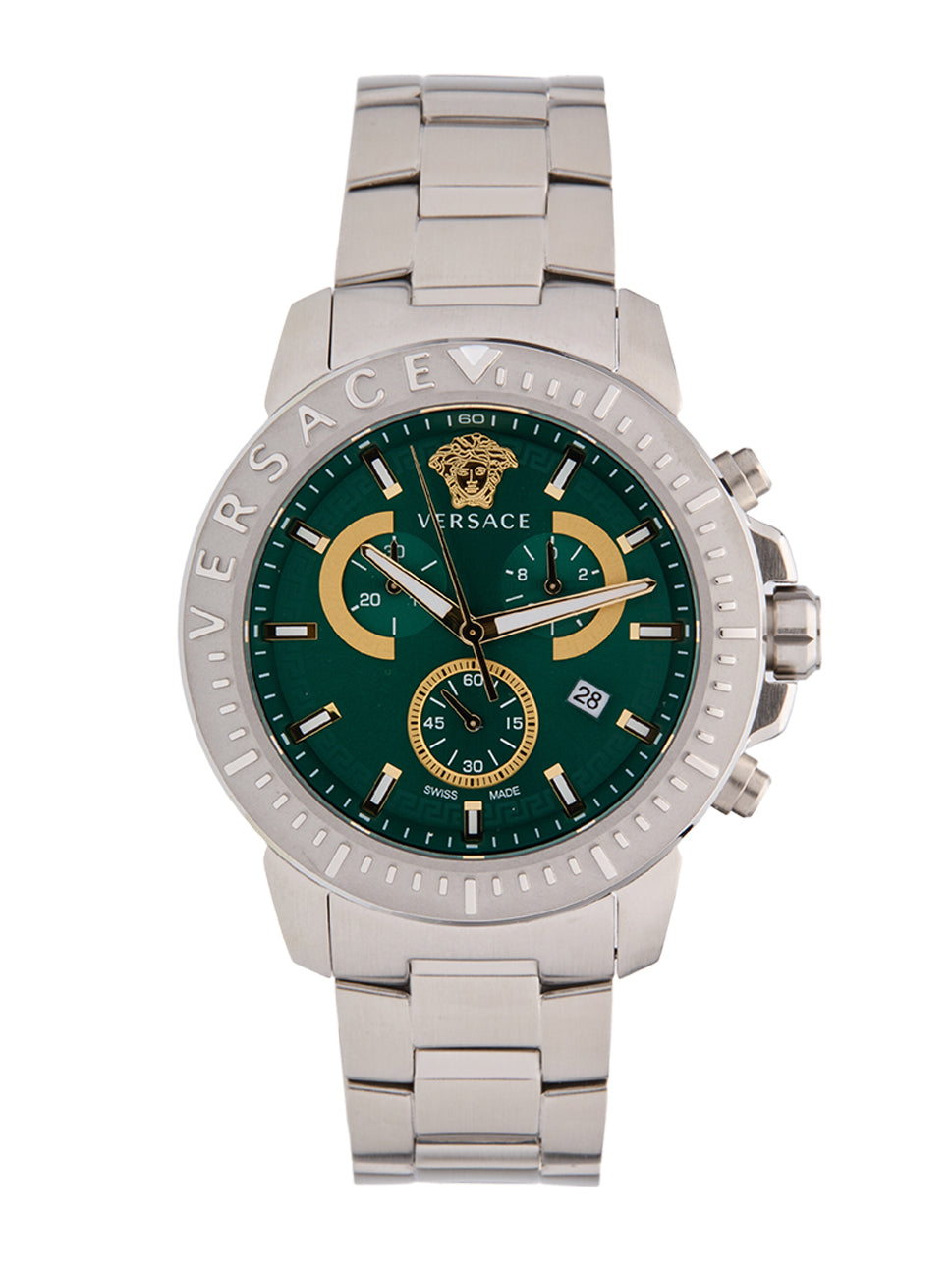Versace Men's Chrono 45 Watch Green/Silver 45mm VE2E00821
