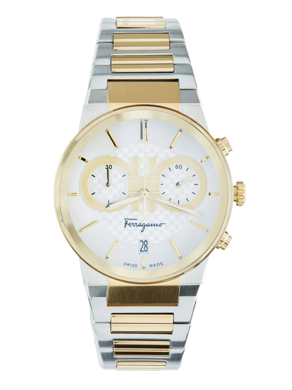 Ferragamo Men's Sapphire Watch White/Champagne 41mm SFME00821