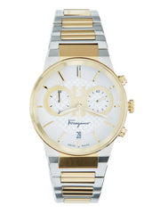 Ferragamo Men's Sapphire Watch White/Champagne 41mm SFME00821