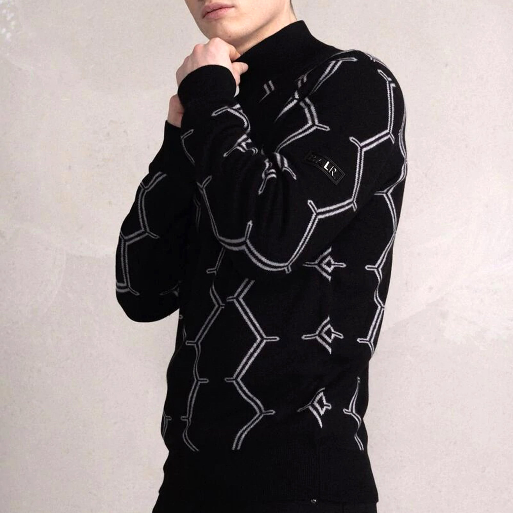 Balr Don Regular Hexagon Quarter Zip Black Knitwear Jacket