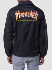 thrasher skeleton flame coach black jacket