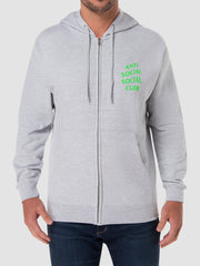 anti social social club assc snake zip up grey hoodie