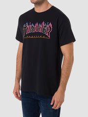 thrasher thrasher double flame neon black t shirt