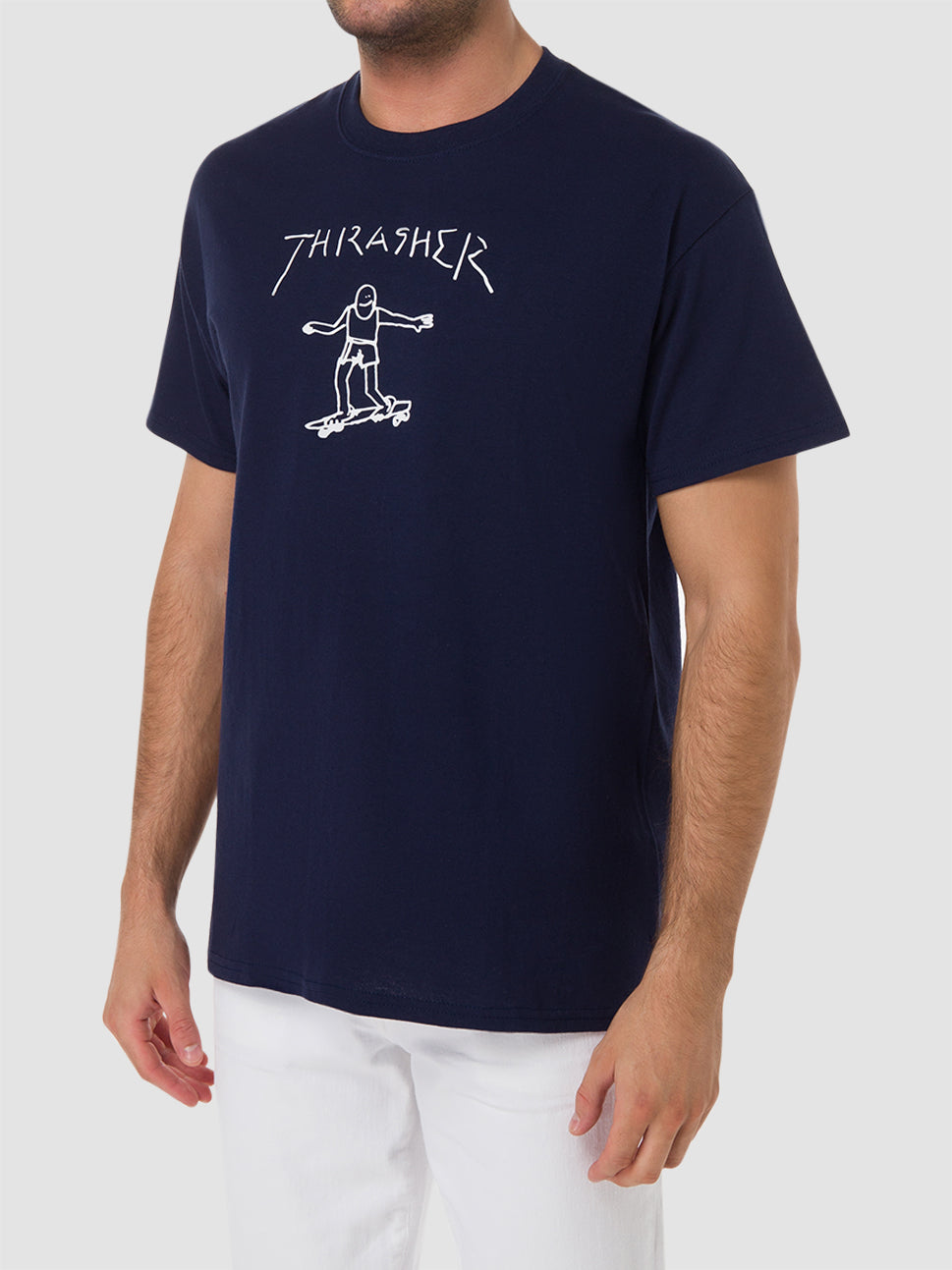 thrasher thrasher gonz by mark gonzales navy white t shirt