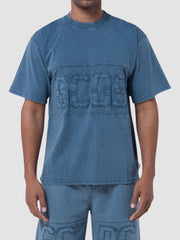 gcds gcds overdyed washed blue logo band t shirt