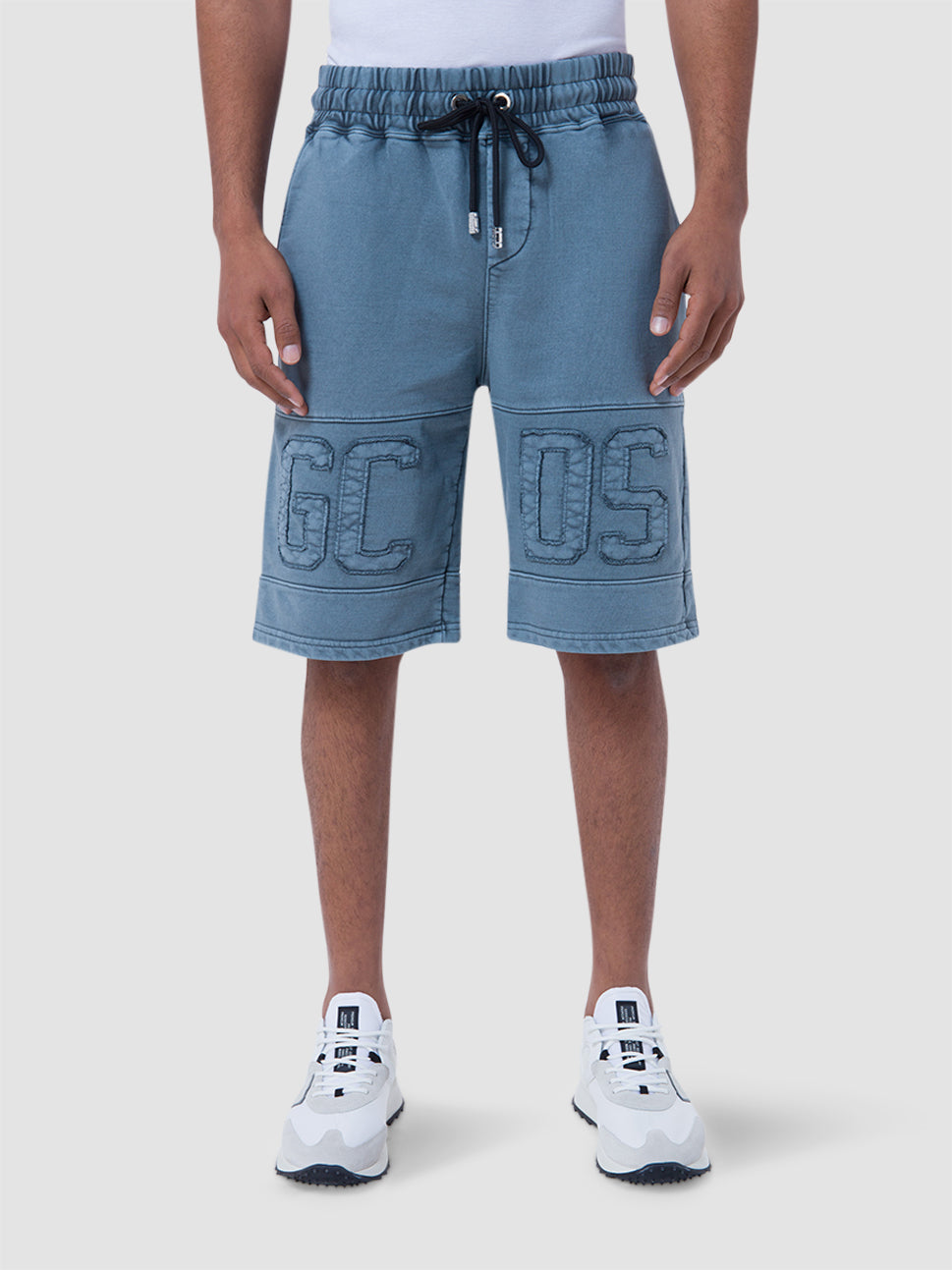 gcds gcds overdyed washed blue logo band shorts