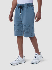 gcds gcds overdyed washed blue logo band shorts