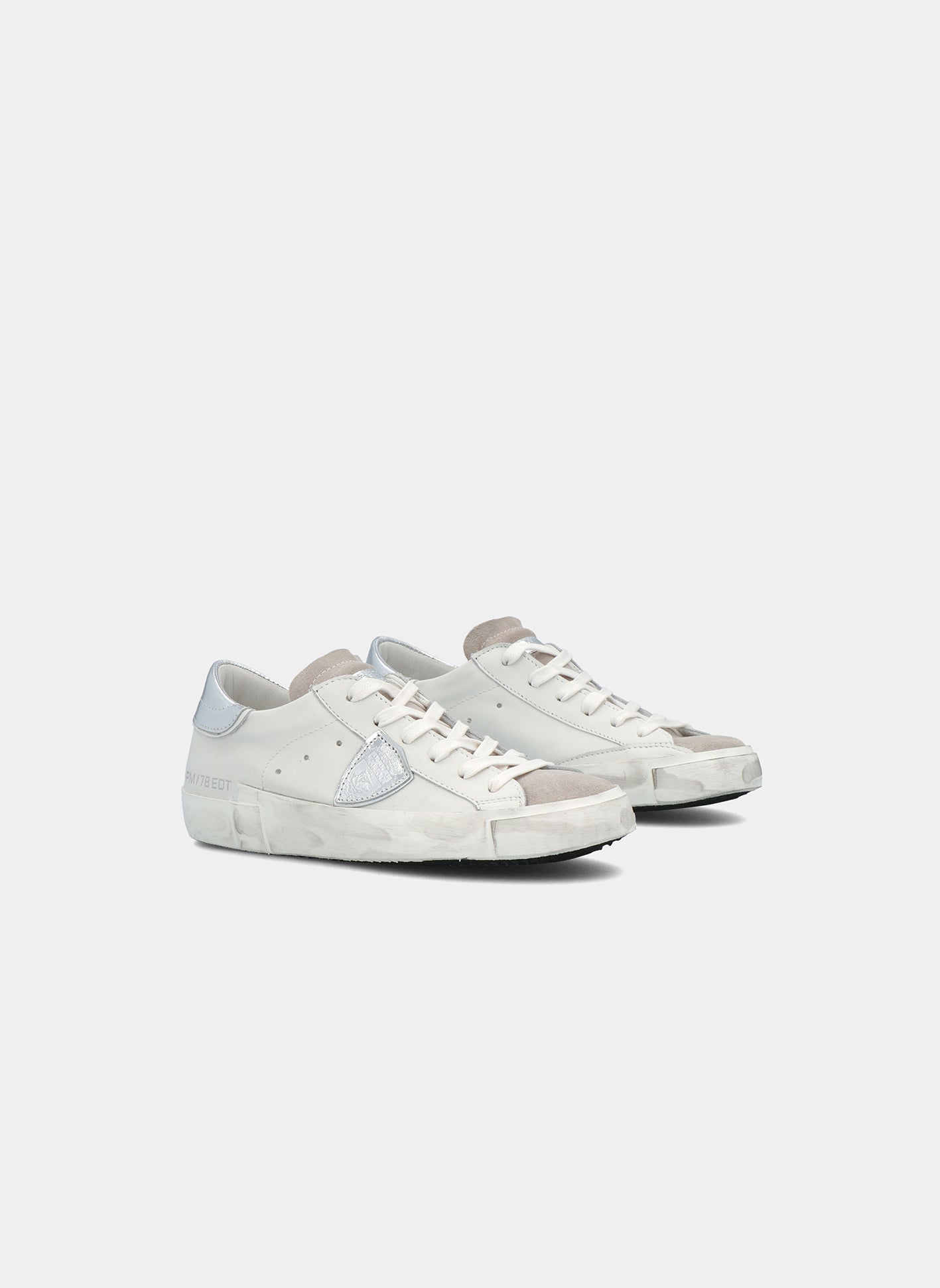 Philippe Model Prsx Low Woman PRLD1005, Blanc Argent