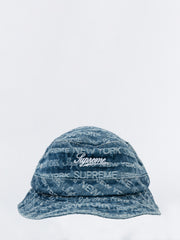 قبعة دلو زرقاء من قماش الجاكار متعدد الأنواع