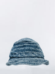 قبعة دلو زرقاء من قماش الجاكار متعدد الأنواع