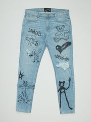 Scribble Skinny Jeans Morning Blue