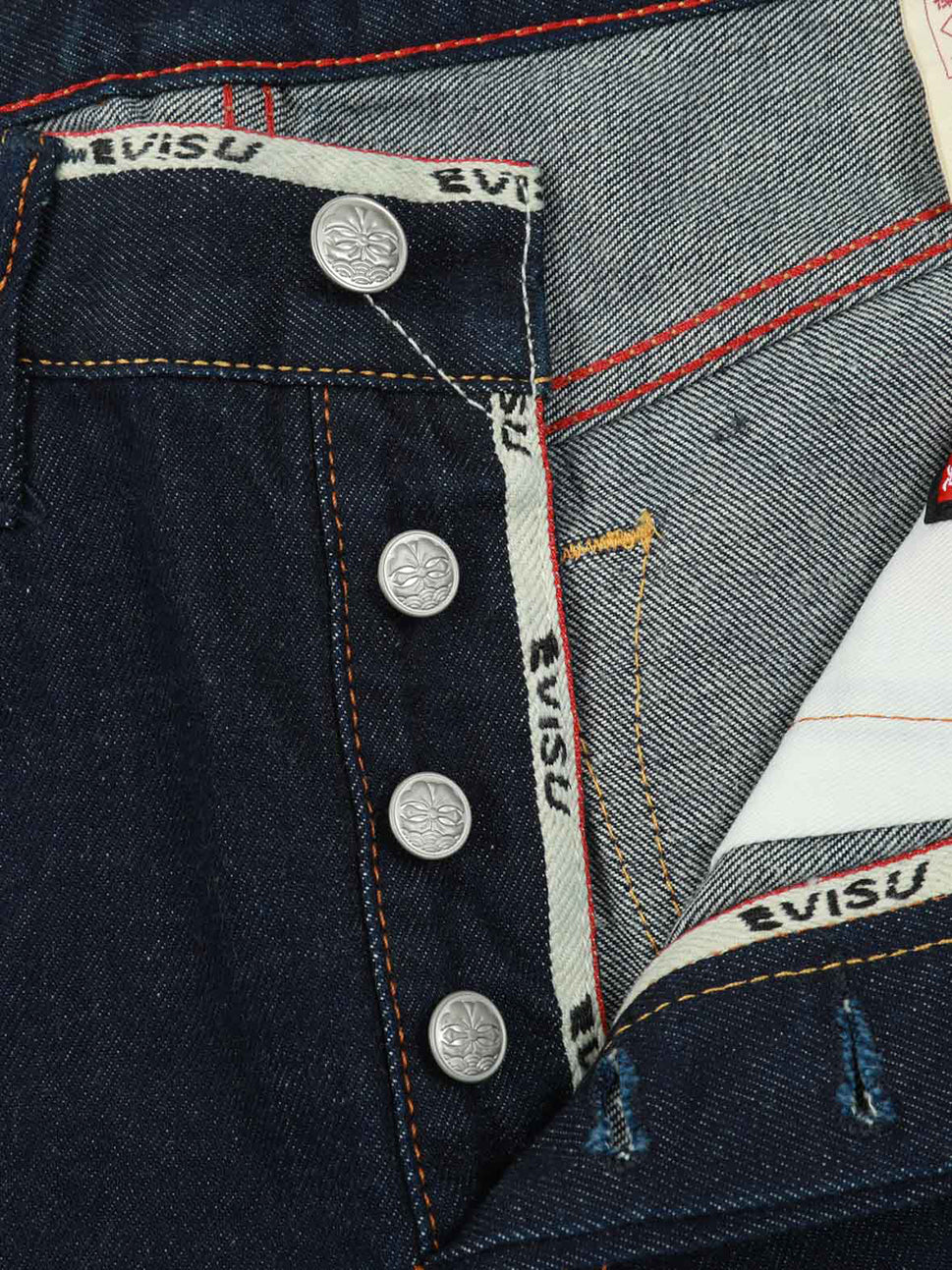Evisu Indigo Seagull & Eagle Embroidery Short Jeans