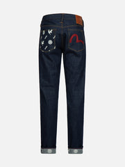 Evisu Indigo Kamon Eagle Allover Pocket & Seagull Embroidery Jeans