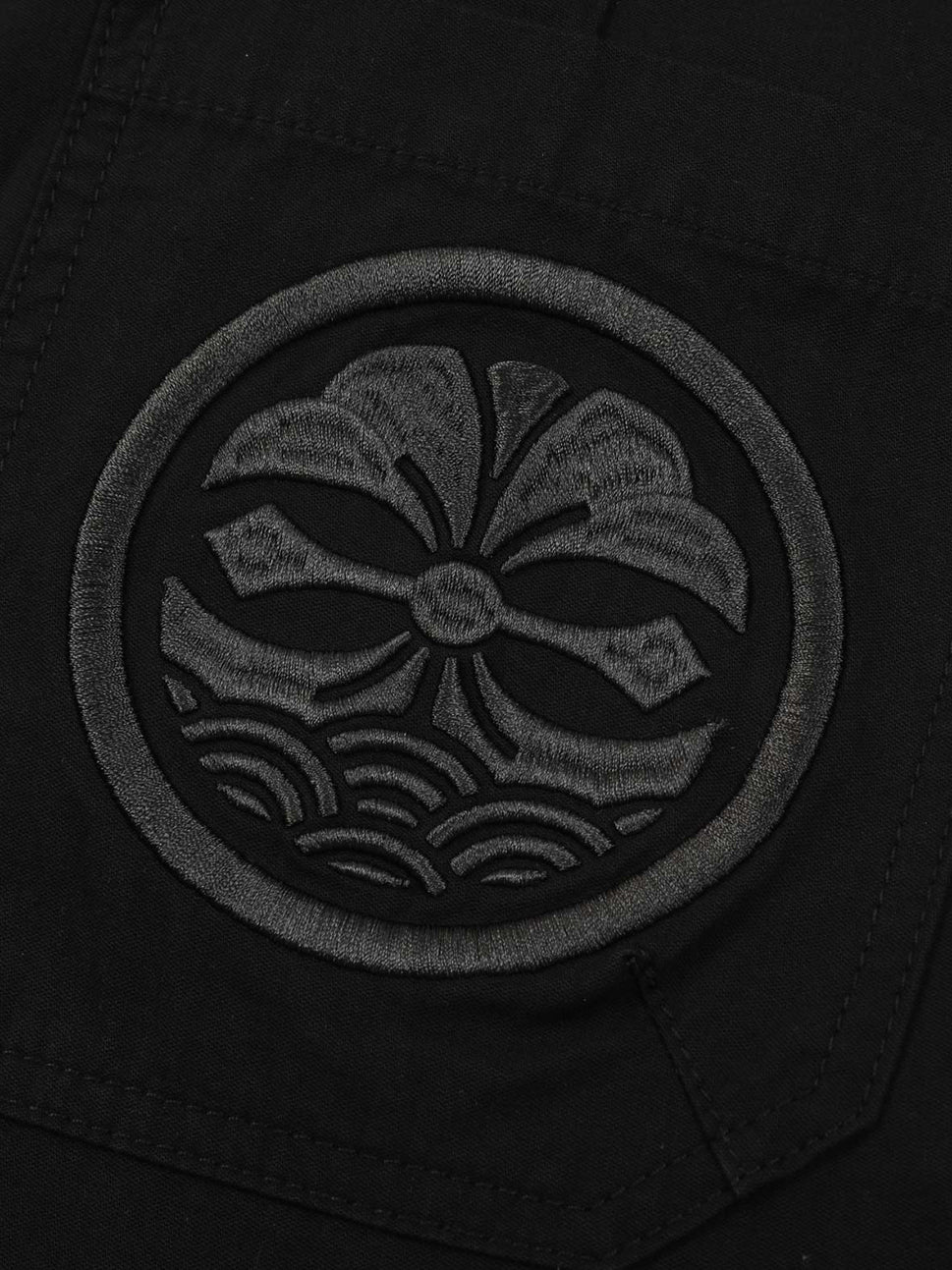 Evisu Black Tone On Tone Slogan & Kamon Embroidery Pants