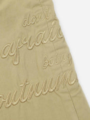 Evisu Beige Tone On Tone Slogan & Kamon Embroidery Pants