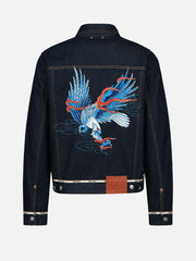 Evisu Indigo Seagull & Eagle Embroidered Denim Jacket