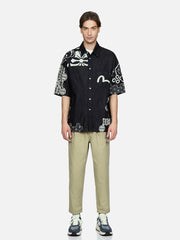 Evisu Navy AOP Seagull Embroidery & Kamon Decorative Print Shirt