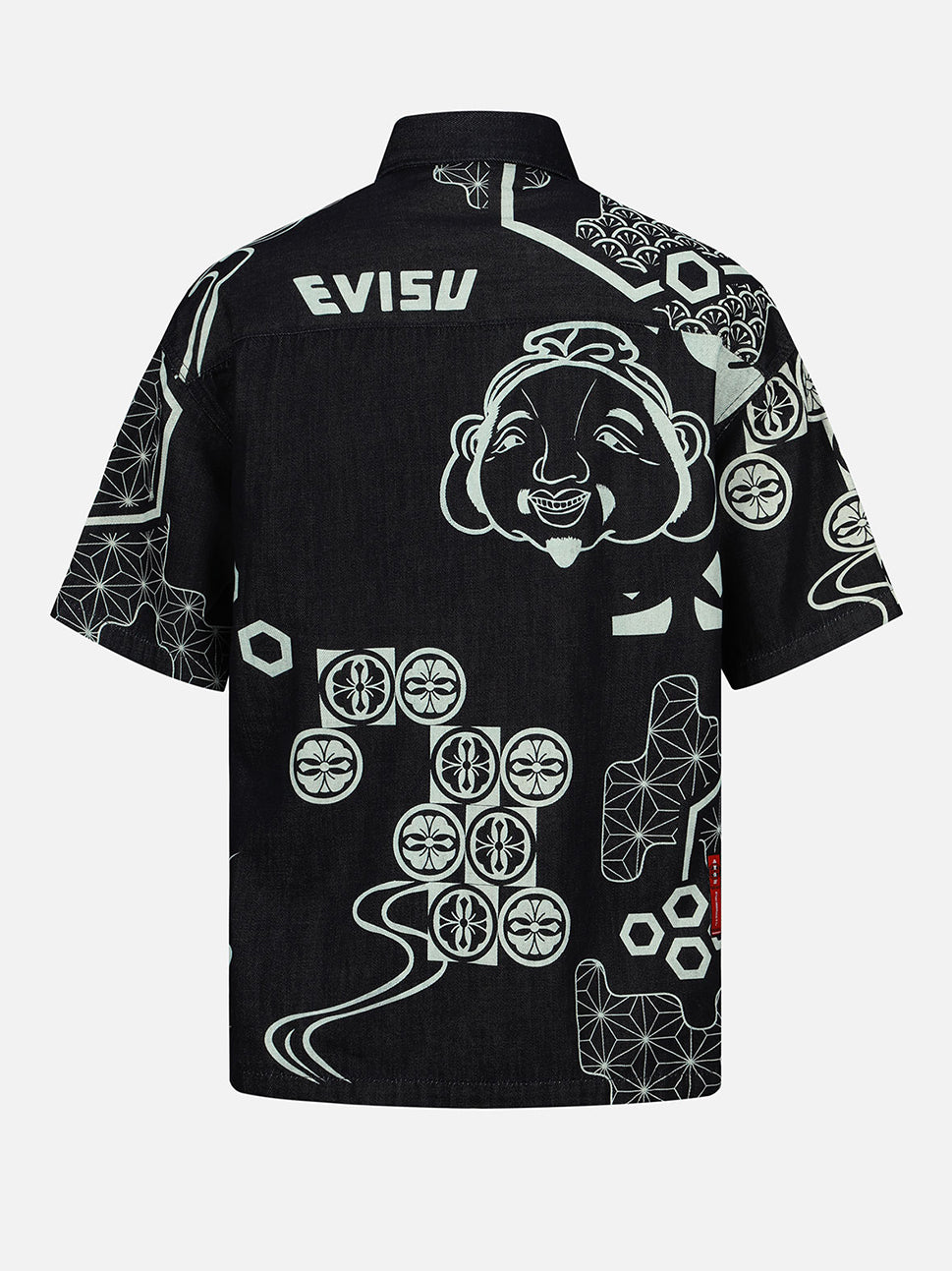 Evisu Navy AOP Seagull Embroidery & Kamon Decorative Print Shirt